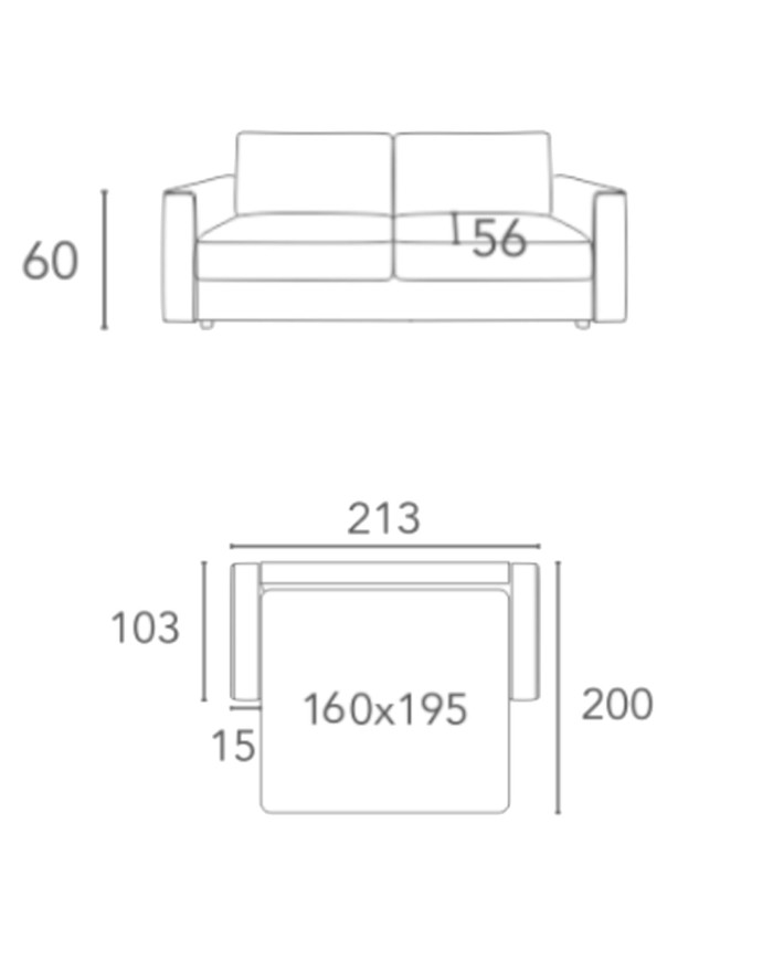 Sofa Delanto 160, włoska funkcja spania, COMFORTEO