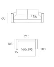 Sofa Delanto 160, włoska funkcja spania, COMFORTEO