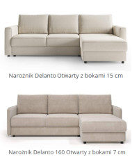 Narożnik Delanto 160 Otwarty, włoska funkcja spania, pojemnik, COMFORTEO
