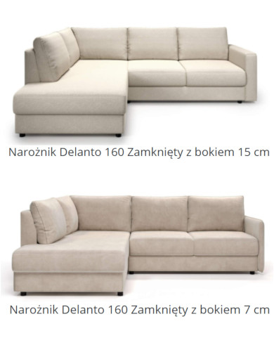 Narożnik Delanto 160 Zamknięty z włoska funkcja spania, pojemnik, COMFORTEO