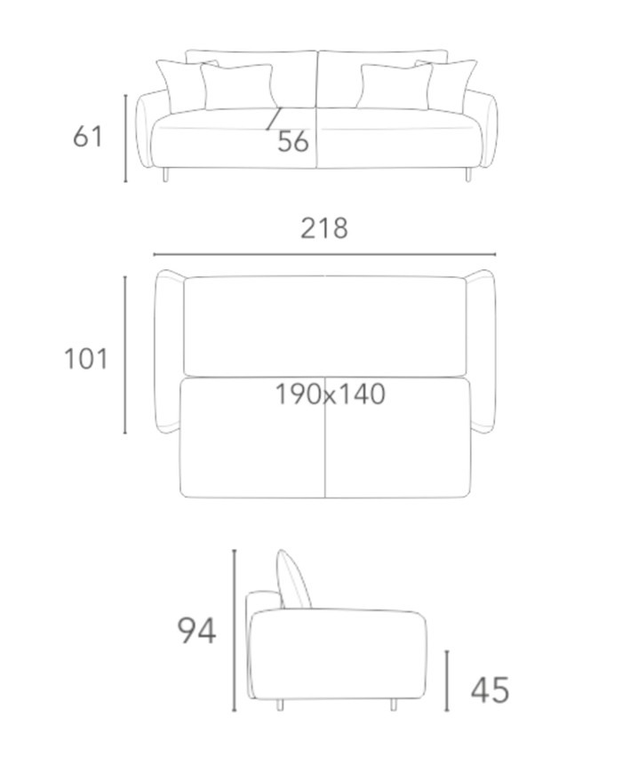Sofa Fabiola, funkcja spania, pojemnik, COMFORTEO
