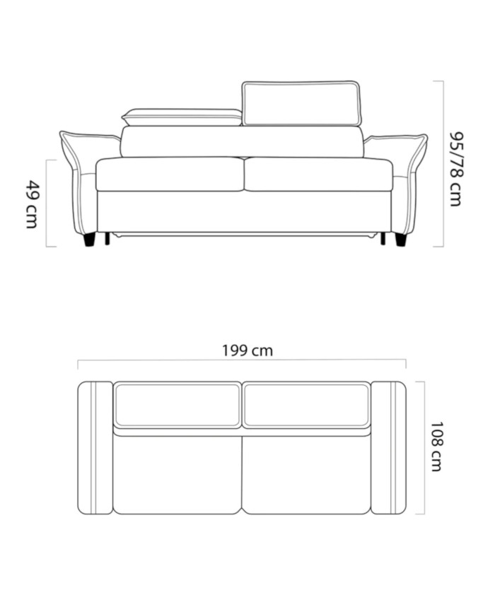 Sofa Manzo 120, włoska funkcja spania, materac, Wersal
