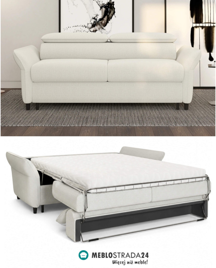 Sofa Manzo 140, włoska funkcja spania, materac, regulowane zagłówki, Wersal