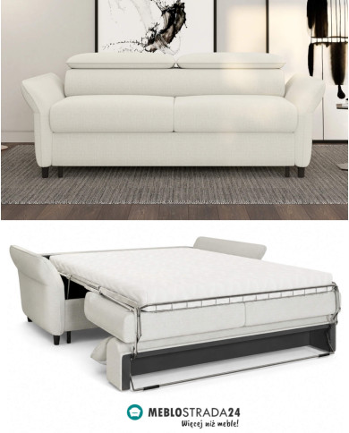 Sofa Manzo 160, włoska funkcja spania, materac, regulowane zagłówki, Wersal