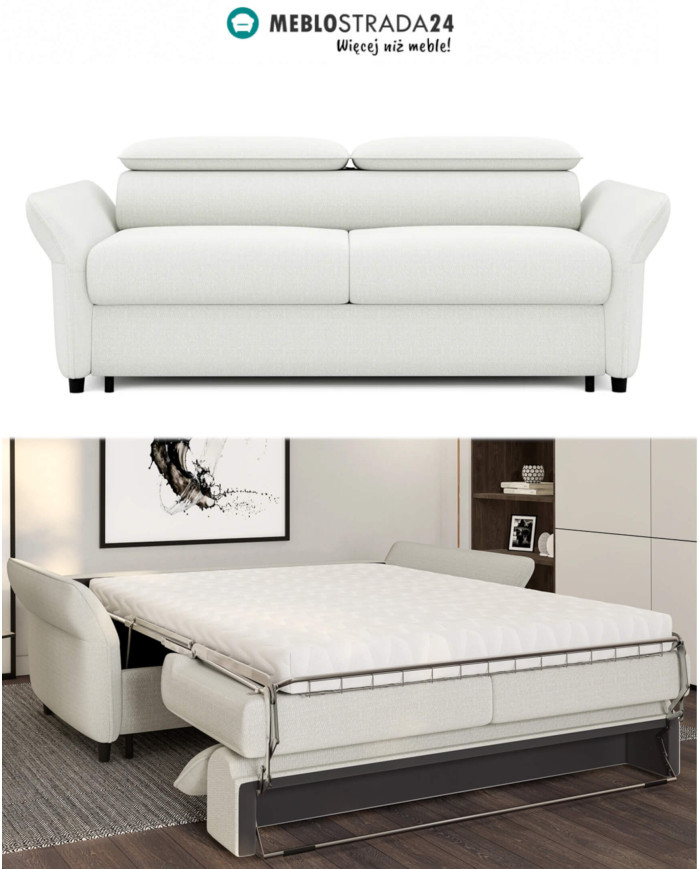 Sofa Manzo 160, włoska funkcja spania, materac, regulowane zagłówki, Wersal