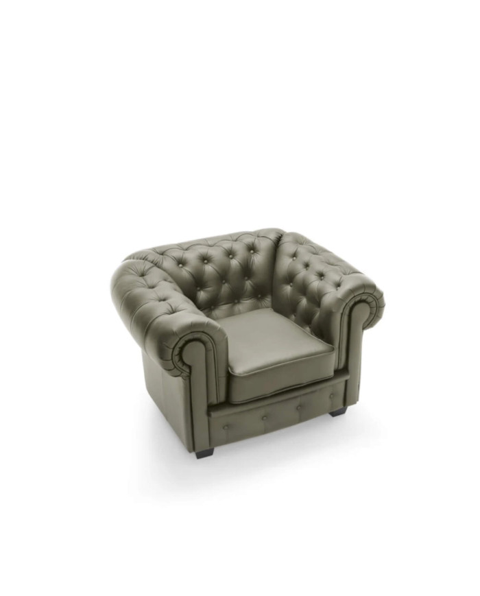 Fotel Chesterfield, skóra naturalna, Wersal