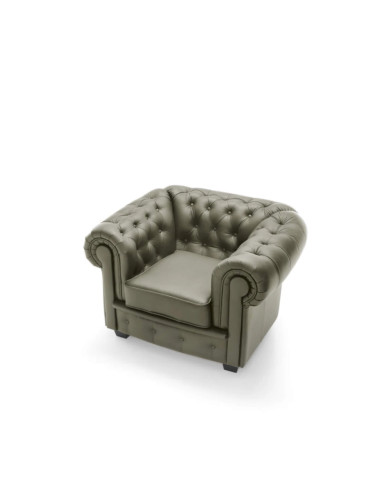 Fotel Chesterfield, skóra naturalna, Wersal