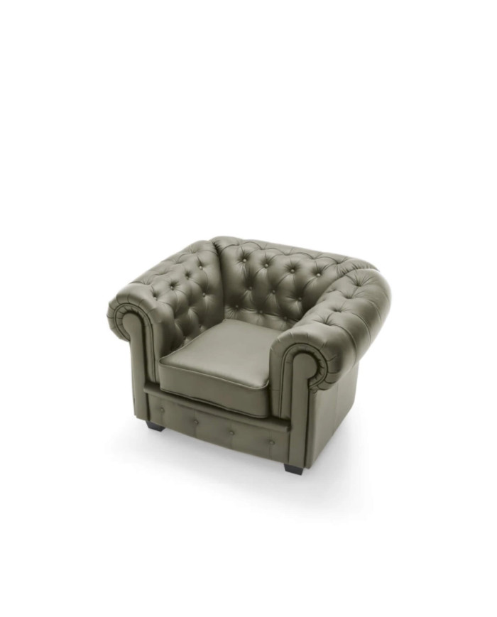 Fotel Chesterfield, skóra naturalna, Wersal