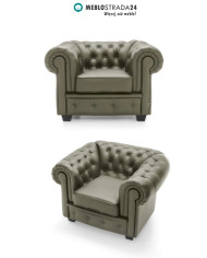 Fotel Chesterfield, skóra naturalna, Wersal