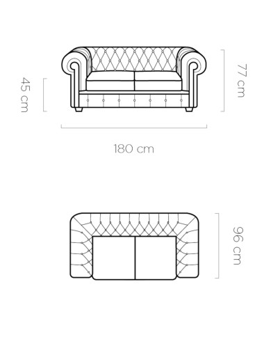 Sofa Chesterfield 2, skóra naturalna, Wersal