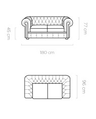 Sofa Chesterfield 2, skóra naturalna, Wersal