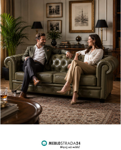 Sofa Chesterfield 2, skóra naturalna, Wersal
