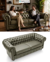 Sofa Chesterfield 3, skóra naturalna, Wersal