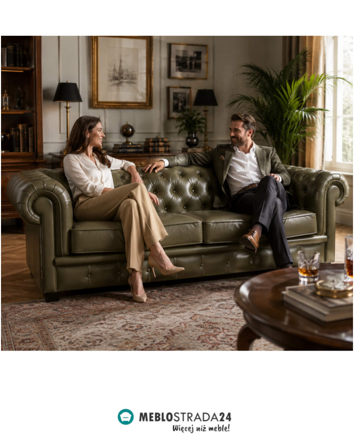 Sofa Chesterfield 3, skóra naturalna, Wersal