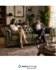 Sofa Chesterfield 3, skóra naturalna, Wersal