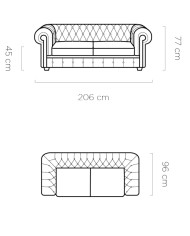 Sofa Chesterfield 3, skóra naturalna, Wersal