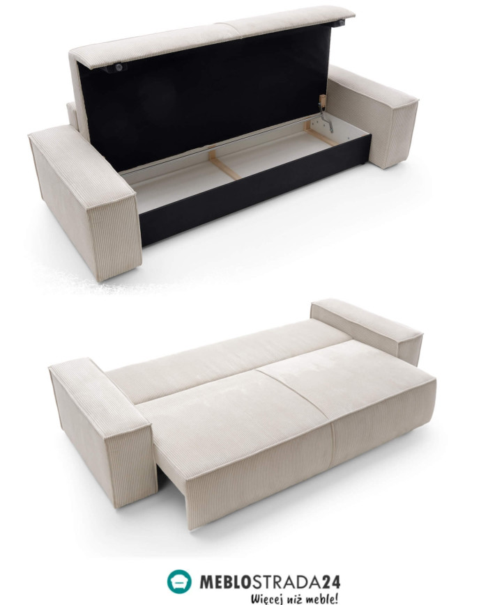 Sofa Fiord, funkcja spania, pojemnik, PIASKI