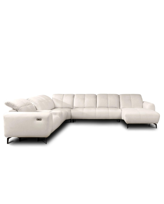 Narożnik Este OB+3+R+1+PANEL P+1B REC, recliner, schowek, regulowane zagłówki, Stagra