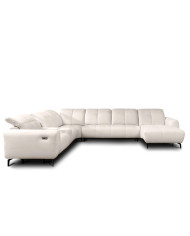 Narożnik Este OB+3+R+1+PANEL P+1B REC, recliner, schowek, regulowane zagłówki, Stagra