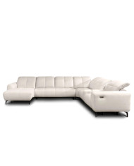 Narożnik Este OB+3+R+1+PANEL P+1B REC, recliner, schowek, regulowane zagłówki, Stagra