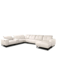 Narożnik Este OB+3+R+1+PANEL P+1B REC, recliner, schowek, regulowane zagłówki, Stagra