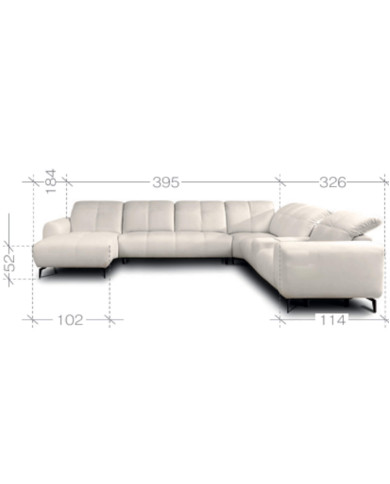 Narożnik Este OB+3+R+1+PANEL P+1B REC, recliner, schowek, regulowane zagłówki, Stagra