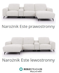 Narożnik Este, OB+1+PANEL P+1B, schowek, regulowane zagłówki, Stagra
