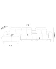 Narożnik Este, OB+1+PANEL P+1B REC, reclainer, schowek, regulowane zagłówki, Stagra