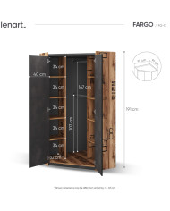 Szafa narożna Fargo FG-17, dwudrzwiowa, Świerk alpejski/ Raw steel, LENART