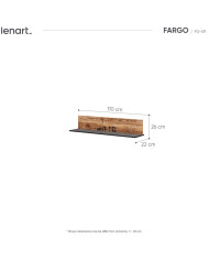 Półka wisząca Fargo FG-09, Świerk alpejski/ Raw steel, LENART