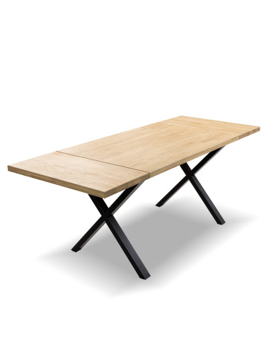 Stół rozkładany Mono 120, dąb lity, 2 dodatkowe boczne blaty, 120-200/90/77 cm, Dąb bianco, SIUDY