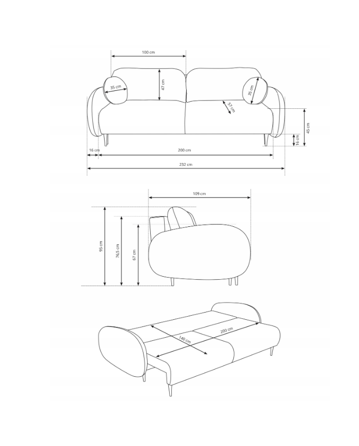 Sofa Soft, funkcja spania, pojemnik, Laski Meble