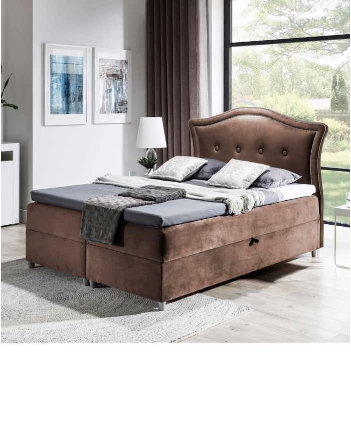 Łóżko kontynentalne Wenecja 120x200, tapicerowane, materac, topper-3