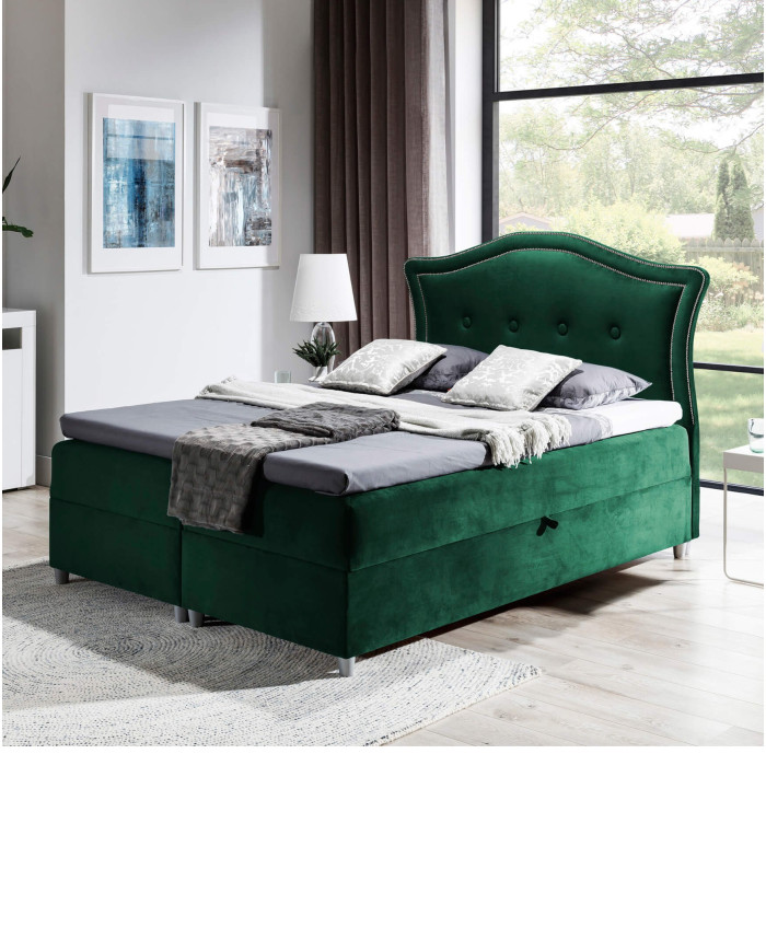 Łóżko kontynentalne Wenecja 120x200, tapicerowane, materac, topper-2