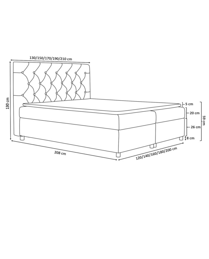 Łóżko kontynentalne Wenecja 120x200, tapicerowane, materac, topper-7