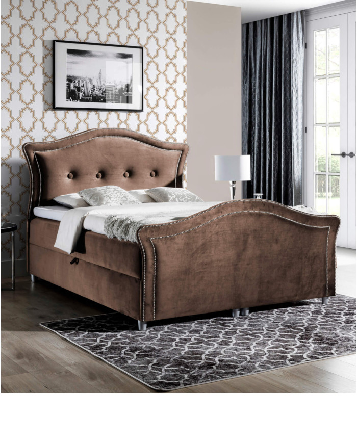 Łóżko kontynentalne Wenecja Lux 140x200, tapicerowane, materac, topper-3