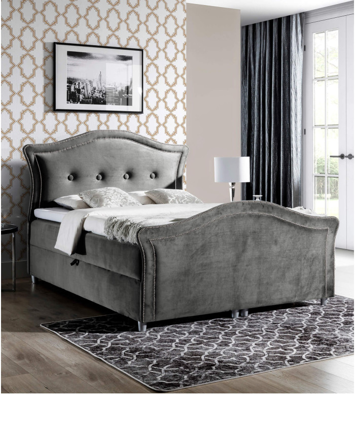 Łóżko kontynentalne Wenecja Lux 140x200, tapicerowane, materac, topper-4