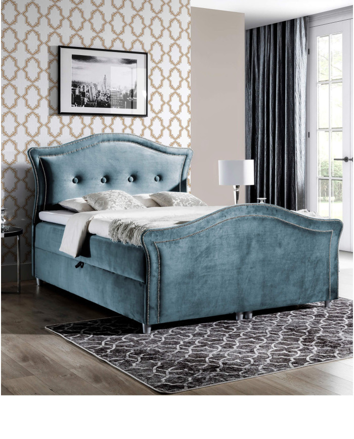 Łóżko kontynentalne Wenecja Lux 140x200, tapicerowane, materac, topper-5