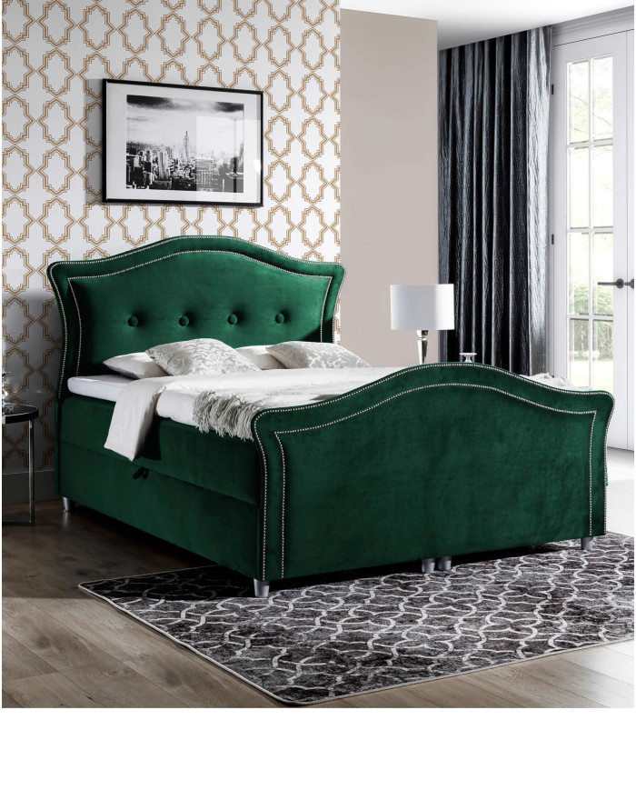 Łóżko kontynentalne Wenecja Lux 140x200, tapicerowane, materac, topper-8