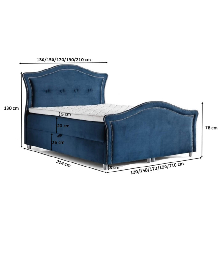 Łóżko kontynentalne Wenecja Lux 160x200, tapicerowane, materac, topper-9