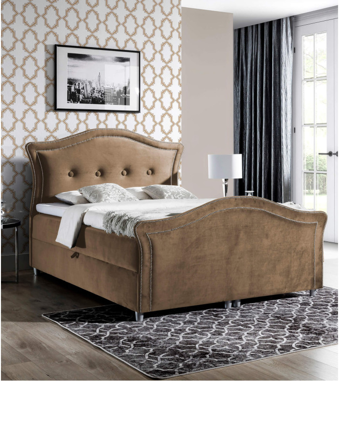 Łóżko kontynentalne Wenecja Lux 160x200, tapicerowane, materac, topper-6