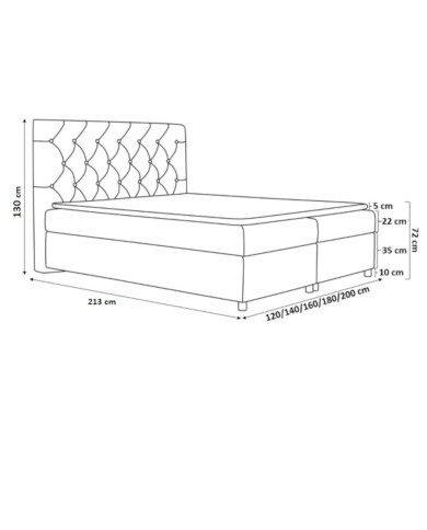 Łóżko kontynentalne Kenia 120x200, tapicerowane, materac, topper-6