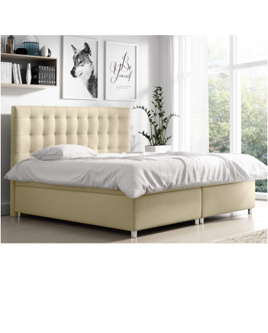 Łóżko kontynentalne Kenia 140x200, tapicerowane, materac, topper-2