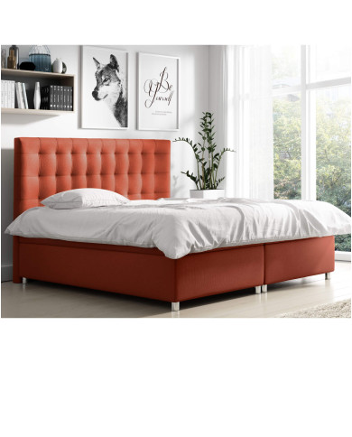 Łóżko kontynentalne Kenia 160x200, tapicerowane, materac, topper-4