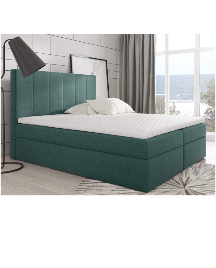 Łóżko kontynentalne Nappa 120x200, tapicerowane, materac, topper-1
