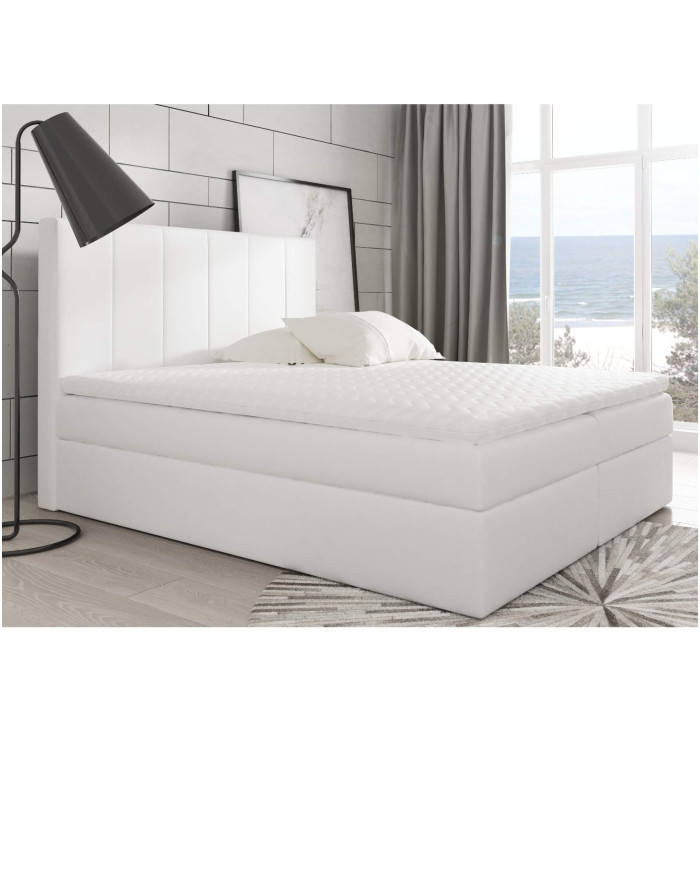 Łóżko kontynentalne Nappa 120x200, tapicerowane, materac, topper-5