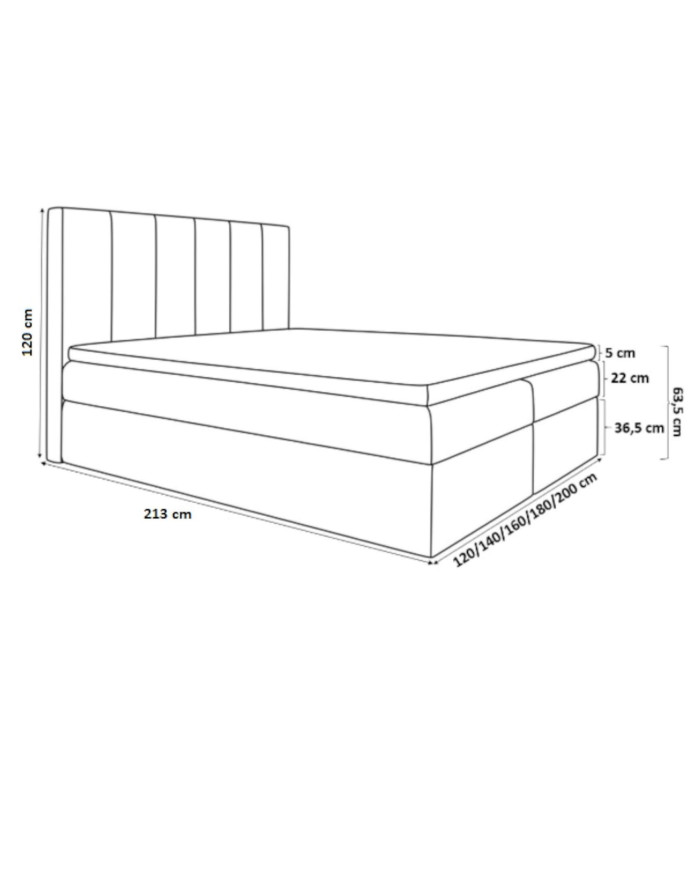 Łóżko kontynentalne Nappa 120x200, tapicerowane, materac, topper-6