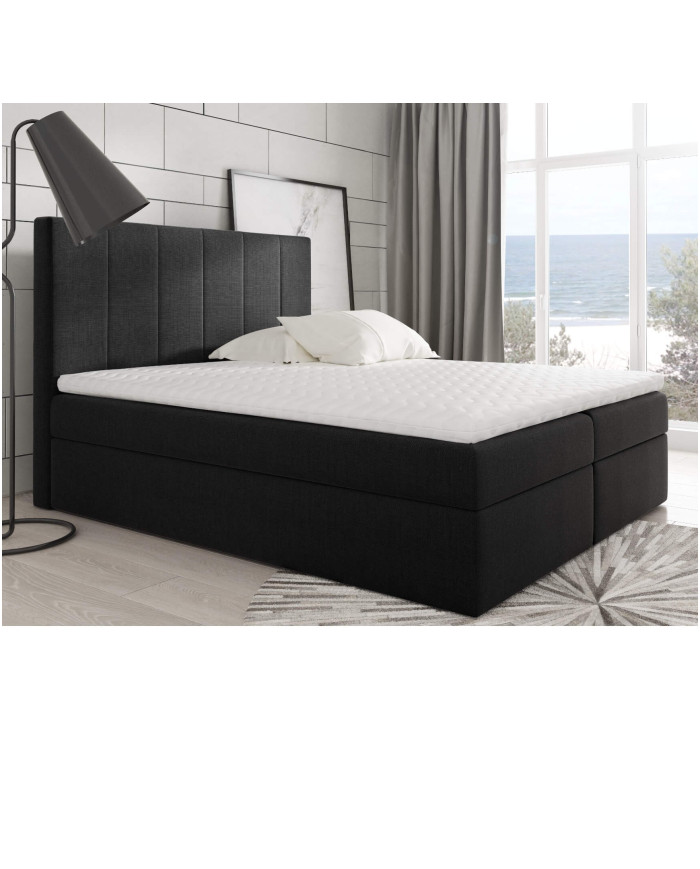 Łóżko kontynentalne Nappa 140x200, tapicerowane, materac, topper-4