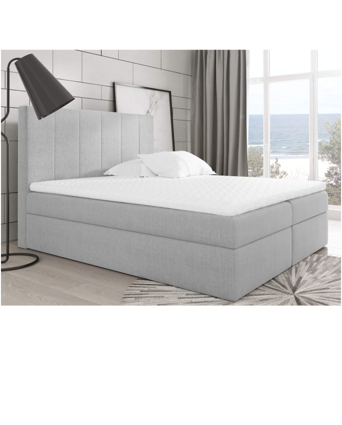 Łóżko kontynentalne Nappa 160x200, tapicerowane, materac, topper-3