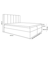 Łóżko kontynentalne Nappa 160x200, tapicerowane, materac, topper-6